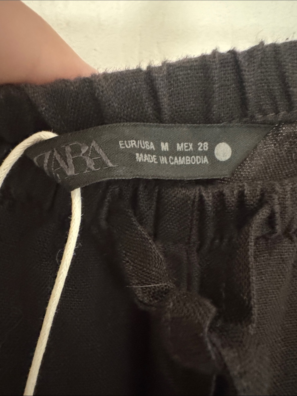 Zara Brown linen Wide-Leg Drawstring Chinos - Picture 2 of 3